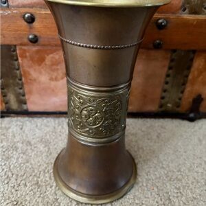 Antique Brass Decorative Vase with Embossed Band